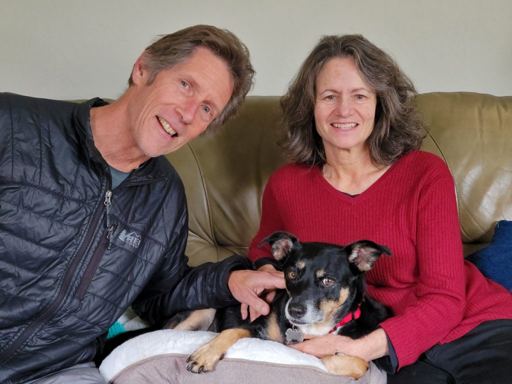 House-sitting and pet-sitting in Capitola near Santa Cruz: John and Steph with dog Ellie